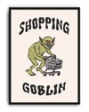 Shopping Goblin Yeşil Figüratif Duvar Tablosu - Krem Zeminli Tipografik Poster