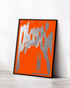 Silver Wings Modern Duvar Tablosu – Turuncu Gümüş Abstract Poster