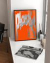 Silver Wings Modern Duvar Tablosu – Turuncu Gümüş Abstract Poster