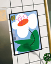 Soft Bloom Modern Duvar Tablosu – Mavi Yeşil Abstract Çiçek Poster