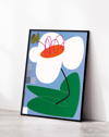 Soft Bloom Modern Duvar Tablosu – Mavi Yeşil Abstract Çiçek Poster