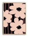 Soft Bloom Pembe Siyah Retro Çiçek Desenli Duvar Tablosu