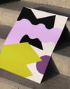 Soft Collision Pembe Yeşil Soyut Geometrik Duvar Tablosu