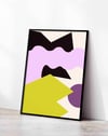 Soft Collision Pembe Yeşil Soyut Geometrik Duvar Tablosu