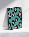 Soft Leopard Modern Duvar Tablosu – Turkuaz Siyah Desenli Poster