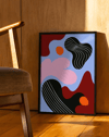 Soft Orbit Modern Duvar Tablosu – Mavi Pembe Abstract Poster