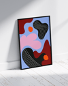 Soft Orbit Modern Duvar Tablosu – Mavi Pembe Abstract Poster