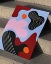 Soft Orbit Modern Duvar Tablosu – Mavi Pembe Abstract Poster
