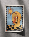 Solar Mind Modern Duvar Tablosu – Mavi Turuncu Sürreal Poster