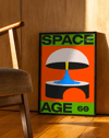 Space Age 60 Modern Duvar Tablosu – Turuncu Yeşil Retro Poster