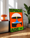 Space Age 60 Modern Duvar Tablosu – Turuncu Yeşil Retro Poster