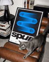 Spin Wave Modern Duvar Tablosu – Mavi Siyah Optik Abstract Poster