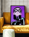 Star Gaze Modern Duvar Tablosu – Mor Anime Figüratif Poster