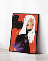 Starlit Oni Modern Duvar Tablosu – Turuncu Japon Figüratif Poster