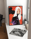 Starlit Oni Modern Duvar Tablosu – Turuncu Japon Figüratif Poster