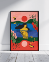 Tiger Reverie Modern Duvar Tablosu – Renkli Sürreal İllüstrasyon Poster