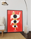 Triple Gaze Modern Duvar Tablosu – Kırmızı Üç Göz Abstract Poster
