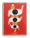 Triple Gaze Modern Duvar Tablosu – Kırmızı Üç Göz Abstract Poster