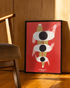 Triple Gaze Modern Duvar Tablosu – Kırmızı Üç Göz Abstract Poster