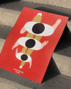 Triple Gaze Modern Duvar Tablosu – Kırmızı Üç Göz Abstract Poster