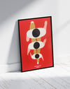 Triple Gaze Modern Duvar Tablosu – Kırmızı Üç Göz Abstract Poster