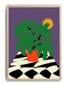 Tropical Sun Mor Yeşil Retro Bitki Duvar Tablosu