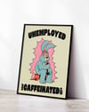 Unemployed Caffeinated Modern Duvar Tablosu - Mavi Tavşan Figüratif Poster