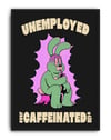 Unemployed Caffeinated Modern Duvar Tablosu - Yeşil Tavşan Figuratif Poster