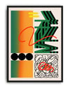Urban Grid Modern Duvar Tablosu – Yeşil Turuncu Abstract Grafik Poster