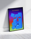 Watcher Blocks Modern Duvar Tablosu – Mavi Geometrik Göz Poster