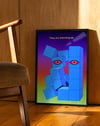 Watcher Blocks Modern Duvar Tablosu – Mavi Geometrik Göz Poster