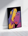 Whisper Duo Modern Duvar Tablosu – Mor Sarı Figüratif Poster