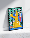 Yellow Rabbit Modern Duvar Tablosu – Renkli Sürreal Tavşan Poster