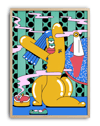 Yellow Rabbit Modern Duvar Tablosu – Renkli Sürreal Tavşan Poster