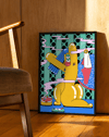 Yellow Rabbit Modern Duvar Tablosu – Renkli Sürreal Tavşan Poster