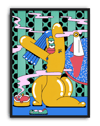 Yellow Rabbit Modern Duvar Tablosu – Renkli Sürreal Tavşan Poster