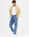 Baggy Çift Etiket Kar Mavi Jean