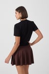 Bisiklet Yaka Siyah Crop Tişört