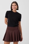 Bisiklet Yaka Siyah Crop Tişört