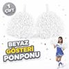 1 Çift ( 2 Adet ) Beyaz Renk 23 Nisan 19 Mayıs 29 Ekim Okul Gösteri Ponponları Ekstra Dolgun Bx40