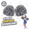 1 Çift ( 2 Adet ) Gümüş Renk 23 Nisan 19 Mayıs 29 Ekim Okul Gösteri Ponponları Ekstra Dolgun Bx40