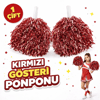 1 Çift ( 2 Adet ) Kırmızı Renk 23 Nisan 19 Mayıs 29 Ekim Okul Gösteri Ponponları Ekstra Dolgun