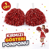 1 Çift ( 2 Adet ) Kırmızı Renk 23 Nisan 19 Mayıs 29 Ekim Okul Gösteri Ponponları Ekstra Dolgun Bx40
