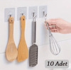 10 Adet Kendinden Yapışkanlı Şeffaf Askı Bx40