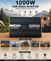 1000W Tam Sinüs İnverter 12V AC Çevirici | Sessiz Fanlı, USB Çıkışlı, Araç Karavan Tekne Solar Uyumlu Güç İnverteri