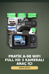 1080P Full HD 3 Kameralı Wi-Fi Araç İçi Kayıt Cihazı ve Park Modlu Güvenlik Kamerası Seti