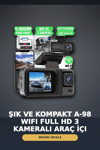 1080P Full HD 3 Kameralı Wi-Fi Araç İçi Yol Kayıt Kamerası Seti 170 Derece Park Modlu