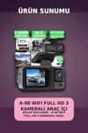 1080P Full HD 3 Kameralı Wi-Fi Bağlantılı Araç İçi Kayıt Cihazı ve Park Kamerası Seti