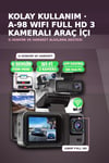 1080P Full HD 3 Kameralı Wi-Fi Bağlantılı Araç İçi Kayıt Cihazı ve Park Kamerası Seti