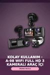 1080P Full HD 3 Kameralı Wi-Fi Bağlantılı Araç İçi Kayıt Cihazı ve Park Kamerası Seti